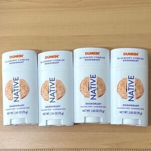 Native Dunkin Blueberry Cobbler Deodorant Aluminum Free 2.65oz Lot of 4 Limited